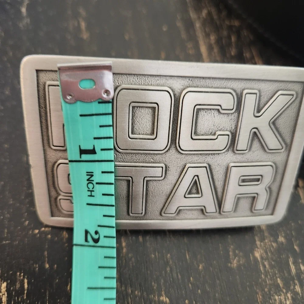 Great American Buckle Co. Pure Pewter Rock Star Belt 2001 Buckle Leather 38 - 40